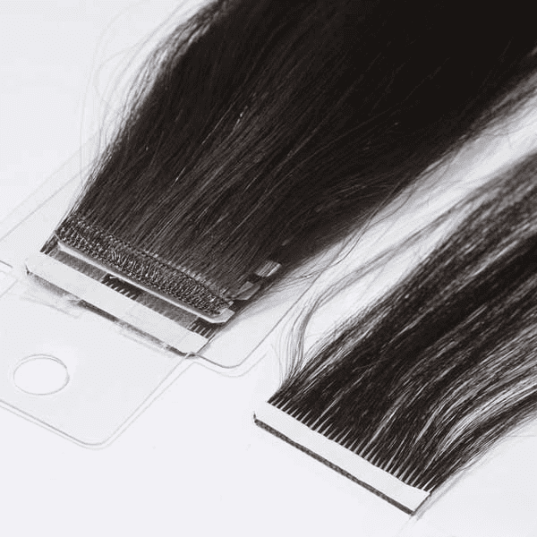 color negro natural extensiones adhesivas de calidad premium con puntas llenas