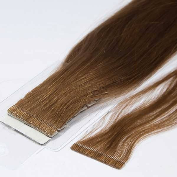color castaño claro extensiones adhesivas de calidad premium con puntas llenas