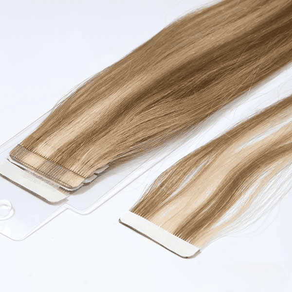 color rubio con mechas platino extensiones adhesivas de calidad premium con puntas llenas
