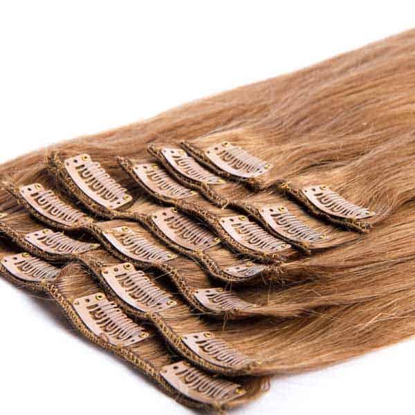 extensiones de clip color castaño claro