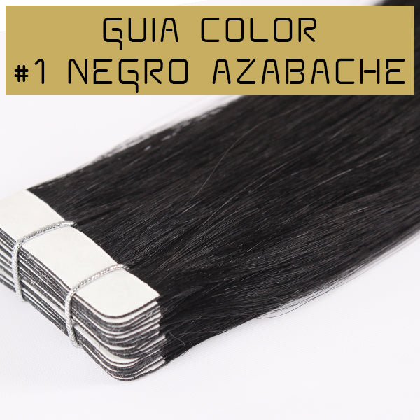 guia de color negro azabache extensiones adhesivas de calidad premium con puntas llenas