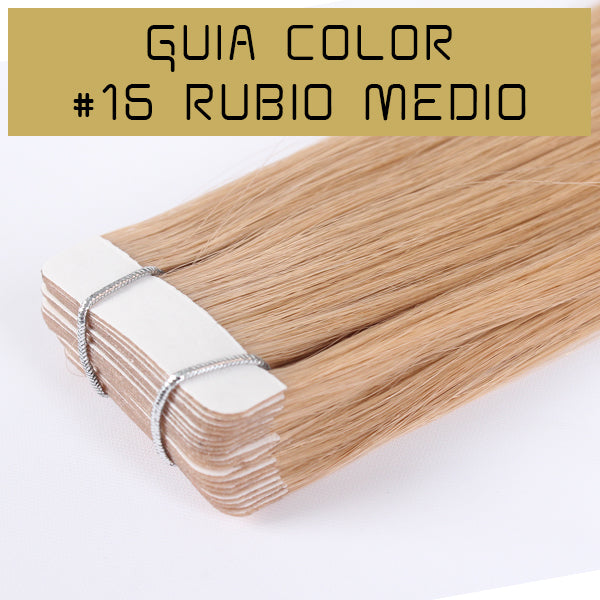 guia de color rubio medio extensiones adhesivas de calidad premium con puntas llenas