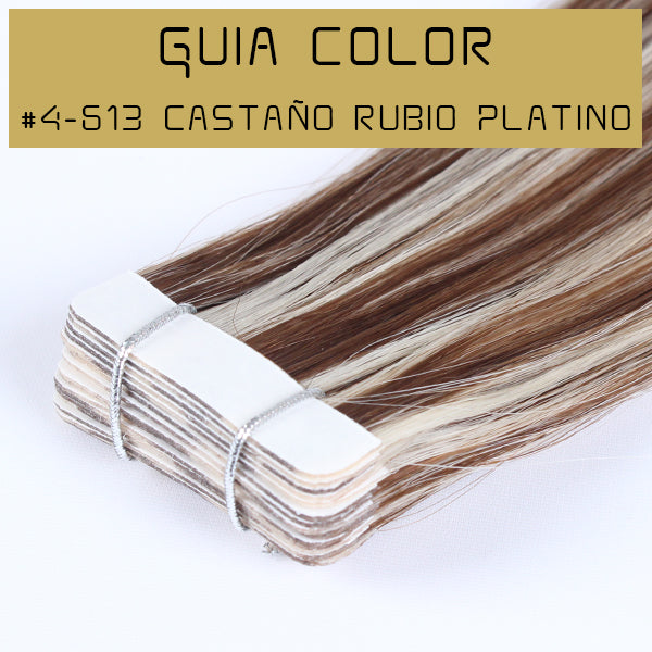 guia de color castaño con mechas platino