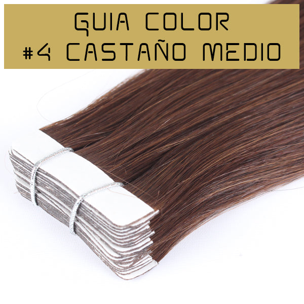 guia de color castaño medio extensiones adhesivas de calidad premium con puntas llenas