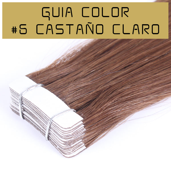 guia de color castaño claro extensiones adhesivas de calidad premium con puntas llenas