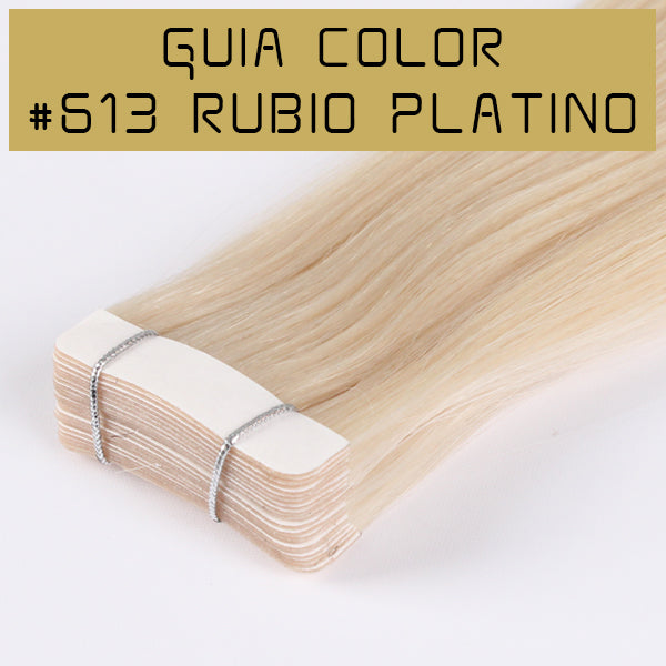 guia de color rubio platino extensiones adhesivas de calidad premium con puntas llenas
