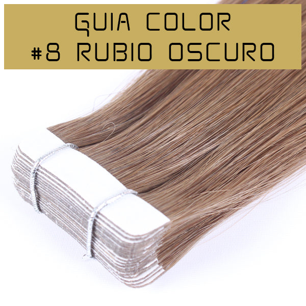 guia de color rubio oscuro extensiones adhesivas de calidad premium con puntas llenas