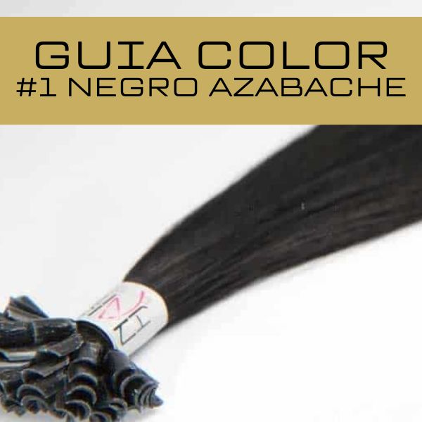 guia de color negro natural extensiones queratina de calidad premium con puntas llenas