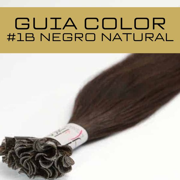 guia de color negro natural extensiones queratina de calidad premium con puntas llenas