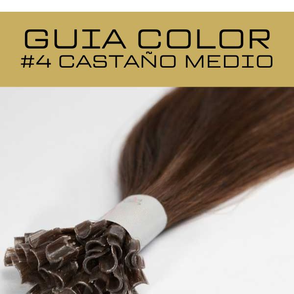 guia de color castaño medio extensiones queratina de calidad premium con puntas llenas