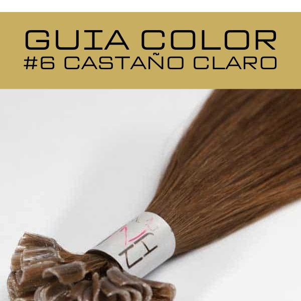 guia de color castaño claro extensiones queratina de calidad premium con puntas llenas